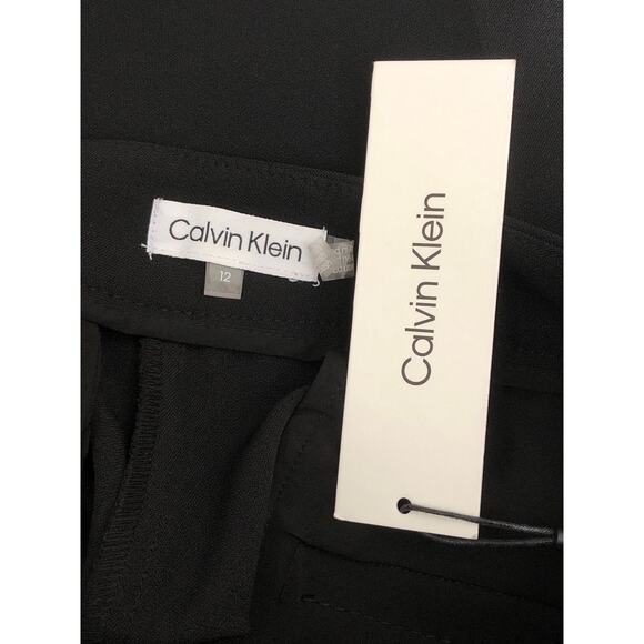 Calvin Klein Women's Size 12 Crepe High Waist Wide Leg Pant Black NEW - Picture 6 of 8